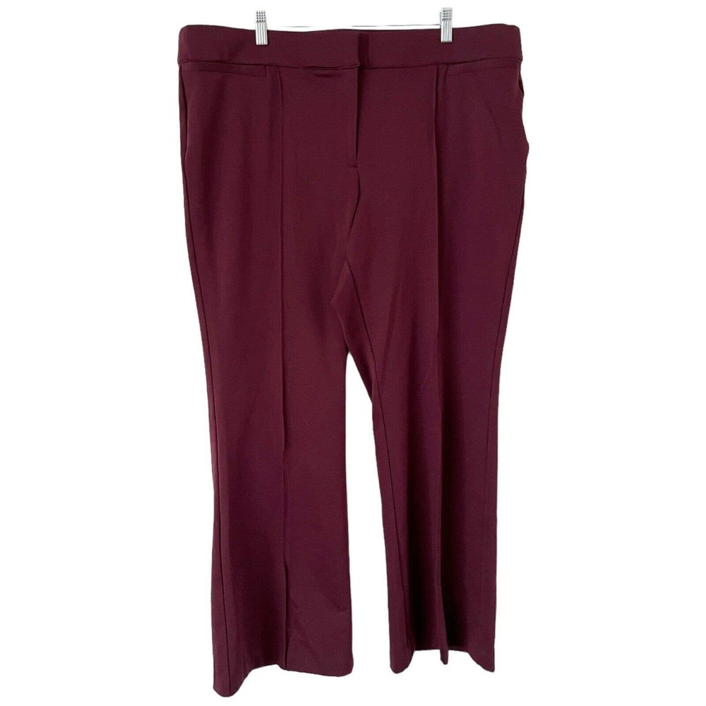 NWT Lane Bryant Purple Ponte Flare Mid Rise Stretchy Pleated Dress Pants Sz 22